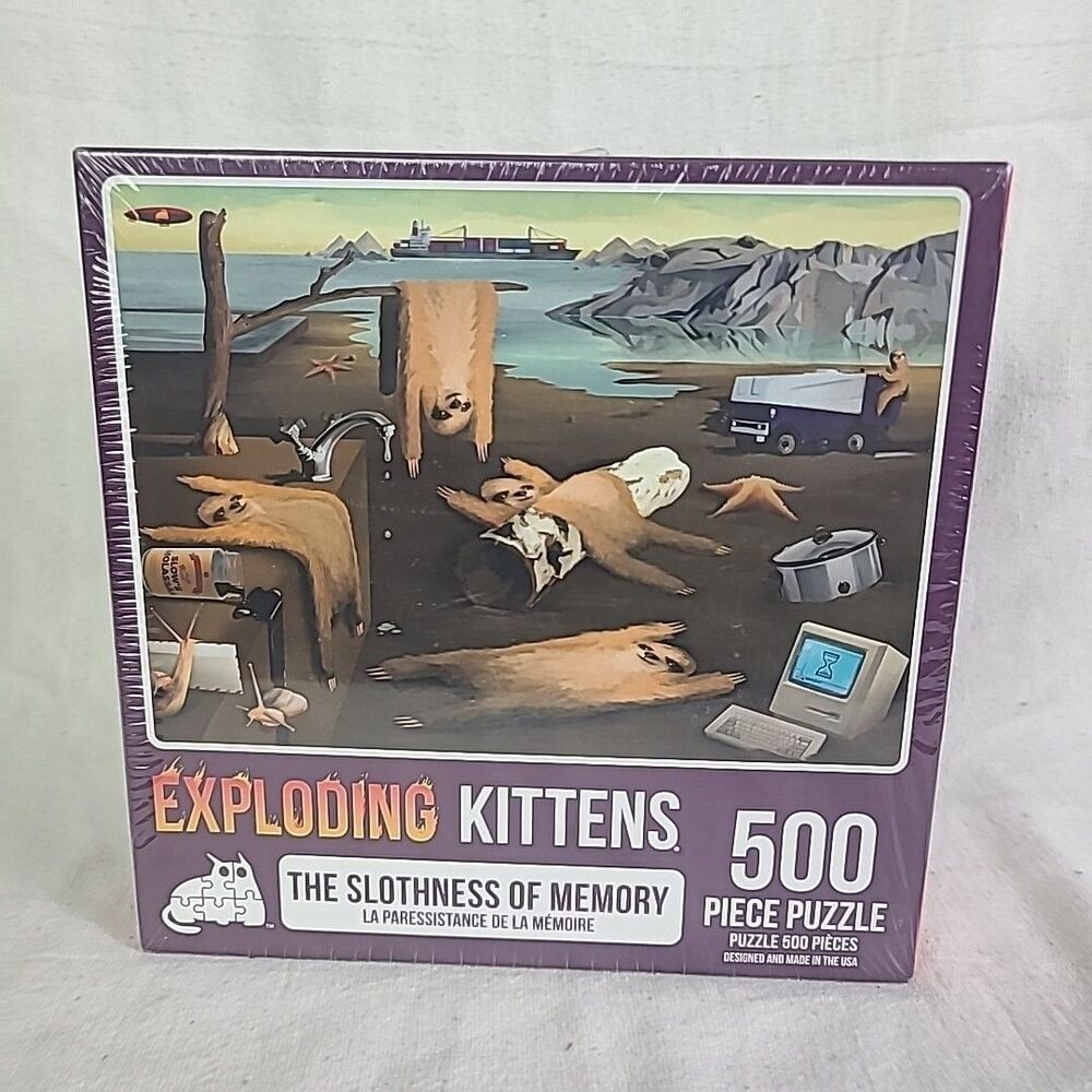 Exploding Kittens Puzzle The Slothness Of Memory 500 piece NEW SEALED